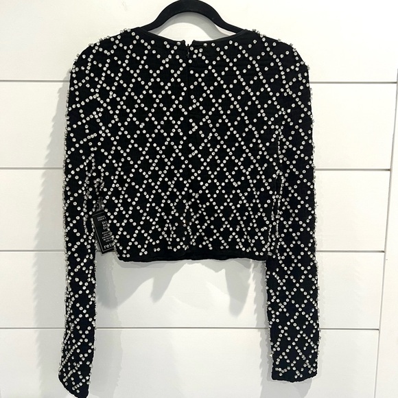 NWT Retrofete Brooks black crystal embellished crop top - Picture 10 of 10